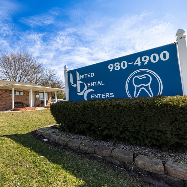 Sign outside of United Dental Centers of Merrillville dental office building